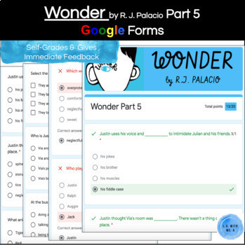 Preview of Wonder Part 5 Google Forms Quiz / Assessment
