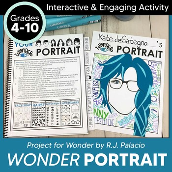 Preview of Wonder by R.J. Palacio Activities | Portrait Project for Students