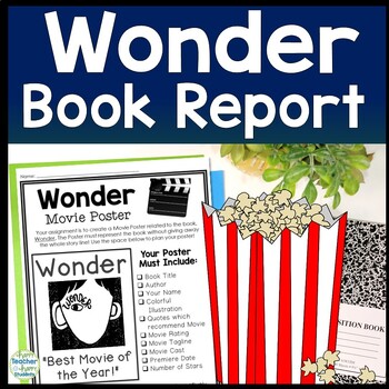Preview of Wonder Project | Create a Movie Poster | Wonder Book Report Activity for Kids