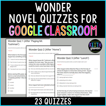 Preview of Wonder Quizzes for Google Classroom (Distance Learning)