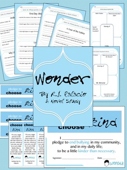 Preview of Wonder {R.J. Palacio} Novel Study