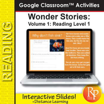 Preview of HIGH INTEREST READING Wonder Stories Lvl 1.1  | Google Slides™ Distance Learning
