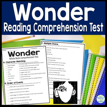 Preview of Wonder Test | 4-Page Wonder Book Quiz with Answer Key | Wonder End of Book Test
