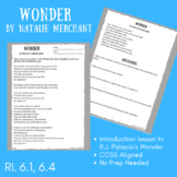 Wonder by Natalie Merchant (Wonder Hook/Introduction Lesson)