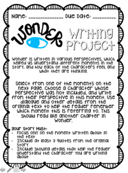 Wonder by RJ Palacio  Perspective Activity for Students