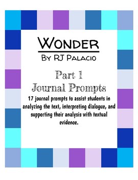 Preview of Wonder by RJ Palacio - Part 1 Journal Entries