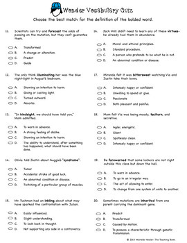 vocabulary sheet week the of TpT Wonder The by  Activity Bank Vocabulary Packet  Teaching