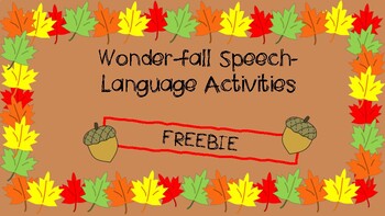 Preview of Wonder-fall Speech-Language Activities