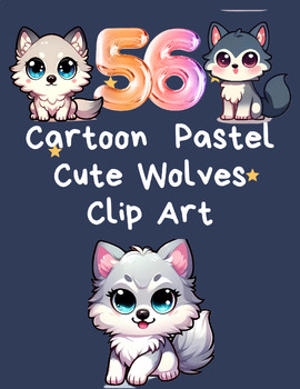 Preview of Wonderful Wolves: Cartoon Pastel Clip Art Collection