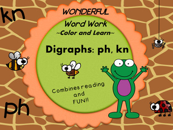 Preview of Wonderful Word Work Printable- PH and KN digraphs - Read and Color