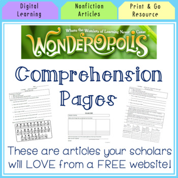 Preview of Wonderopolis Packet - Distance Learning