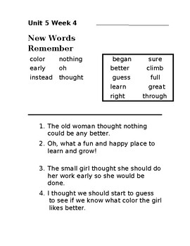 Preview of Wonders 1st Gr. Unit 5 Week 4 Cumulative Sight Word Sentences