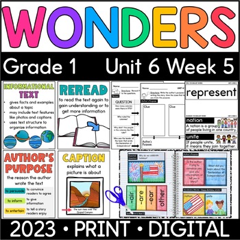 Preview of Wonders 1st Grade 2023: Unit 6 Week 5 Happy Birthday, USA! Supplement