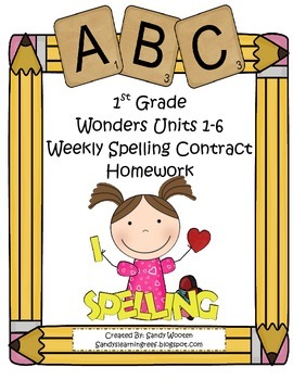 Preview of Wonders McGraw-Hill Differentiated 1st Spelling Homework Units 1-6 (Editable)