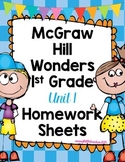 Wonders 1st Grade Unit 1 Homework Sheets