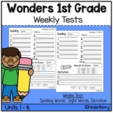 Wonders 1st Grade Weekly Spelling Sight Word Test Units 1-6