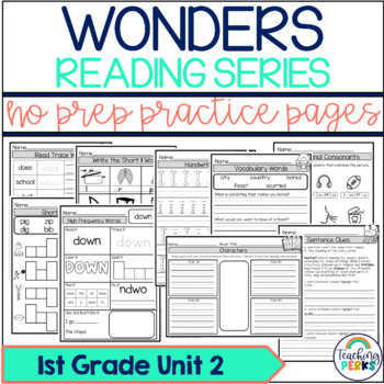Preview of Wonders 1st Grade Worksheets Unit 2 No Prep Practice Pack w/ Games & Activities