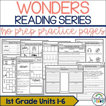 Preview of Wonders 1st Grade Worksheets Units 1-6 No Prep Practice Pack w/ Games