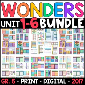 Preview of Wonders 2017 5th Grade WHOLE-YEAR BUNDLE Units 1-6 Supplements with GOOGLE