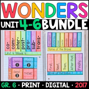 Preview of Wonders 2017 6th Grade HALF-YEAR BUNDLE: Units 4-6 Supplements with GOOGLE