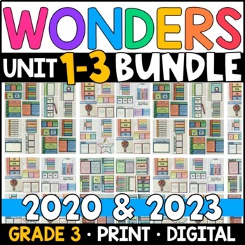 Preview of Wonders 2023, 2020 - 3rd Grade HALF-YEAR BUNDLE: Unit 1-3 Supplement with GOOGLE