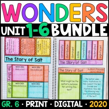 Preview of Wonders 2020 6th Grade WHOLE YEAR BUNDLE: Units 1-6 Supplements with GOOGLE