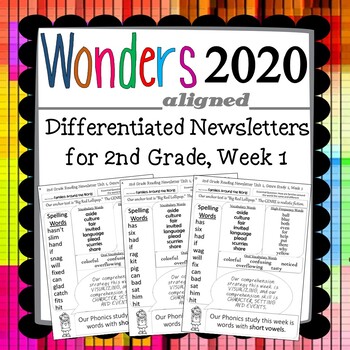 Preview of Wonders 2020 Second Grade Newsletters, Week 1 Freebie