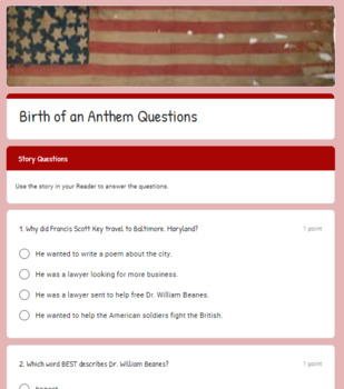 Preview of Wonders 2020 Birth of an Anthem Google Forms Questions
