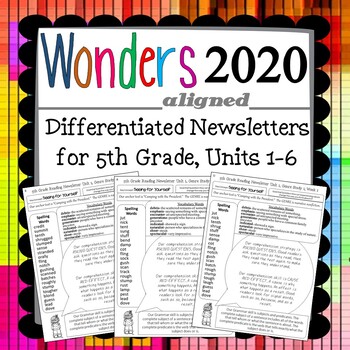 Preview of Wonders 2020 Fifth Grade Newsletters / Study Guides
