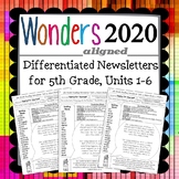 Wonders 2020 Fifth Grade Newsletters / Study Guides