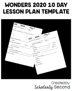 Preview of Wonders 2020 Lesson Plan Template (10 Day)