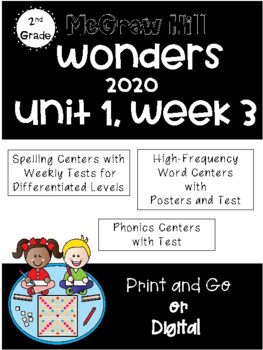 Preview of Wonders 2020 and 2023, 2nd Grade, Unit 1, Week 3, Spelling, Phonics, HFW