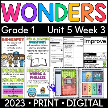 Preview of Wonders 1st Grade 2023: Unit 5 Week 3 Thomas Edison, Inventor Supplement