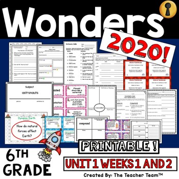 Preview of Wonders 2023, 2020 6th Grade Unit 1 Week 1 and 2 Supplement | Printable