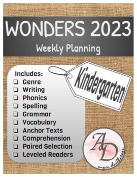 Preview of Wonders 2023 Weekly Planning | Kindergarten
