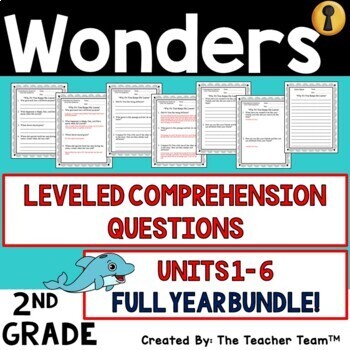 Preview of Wonders 2nd Grade Unit 1 - 6 Comprehension Questions, 2017 , Printable Bundle