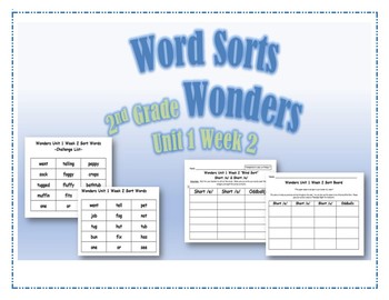 Preview of Wonders 2nd Grade Unit 1 Week 2 Spelling Word Sort