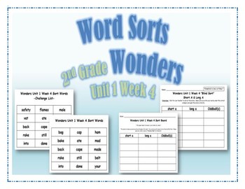 Preview of Wonders 2nd Grade Unit 1 Week 4 Spelling Word Sort