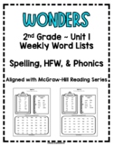 Wonders 2nd Grade Unit 1 Weekly Word Lists