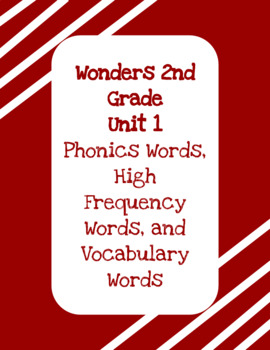 Preview of Wonders 2nd Grade Unit 1 Word Wall Cards