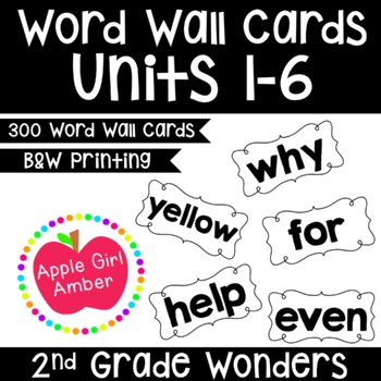 Preview of Wonders 2nd Grade Word Wall Cards Units 1-6