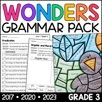 Preview of Wonders 3rd Grade Grammar for ALL Units 1-6 (2023, 2020, and 2017 Editions)