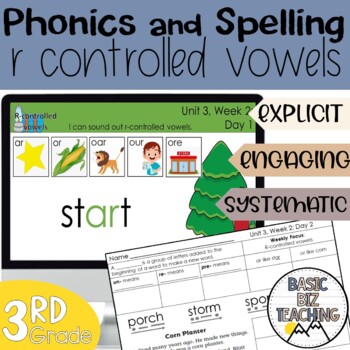 Preview of R Controlled Vowels ar or digital and print phonics and spelling lessons