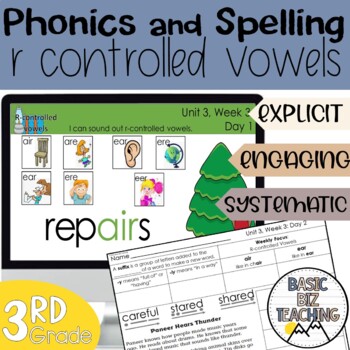 Preview of R Controlled Vowels air ear digital and print phonics and spelling lessons