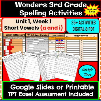 Preview of Wonders 3rd Grade Spelling-Unit 1, Week 1-Printable & Google Slides
