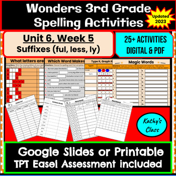 Wonders 3rd Grade Spelling-Unit 6, Week 5-Printable & Google Slides ...