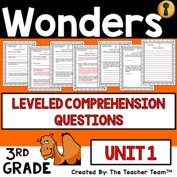 Preview of Wonders 3rd Grade Unit 1 Reading Comprehension Questions, 2017 | Printable
