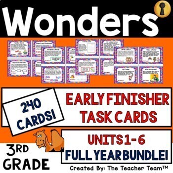 Preview of Wonders 3rd Grade Unit 1 - Unit 6 Early Finisher Task Cards | Printable Bundle