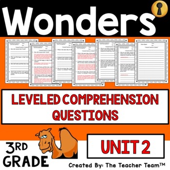 Preview of Wonders 3rd Grade Unit 2 Reading Comprehension Questions, 2017 | Printable