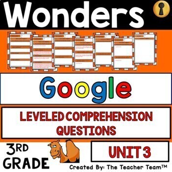 Preview of Wonders 3rd Grade Unit 3 Reading Comprehension Questions, 2017 | Google Slides